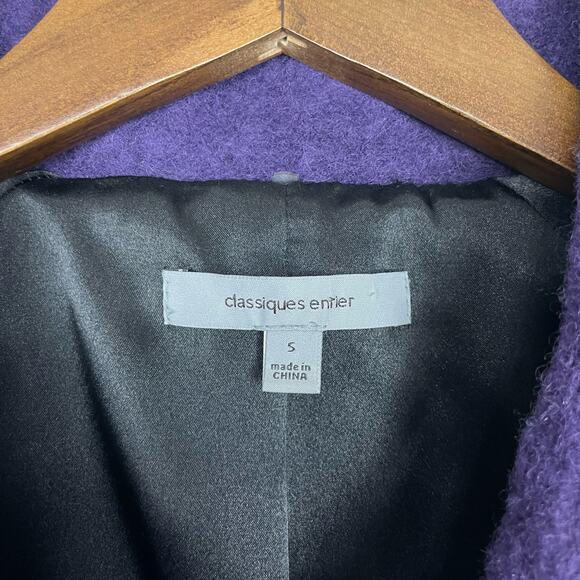 Classiques Entier | Purple Black Wool Blend Short Sleeve Button Layering Jacket - Picture 6 of 8